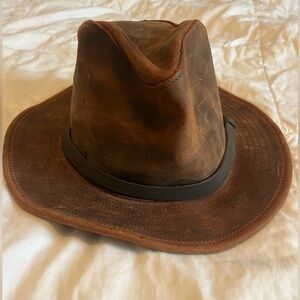 Vintage Henchel St Louis Hatquarters USA Leather Cowboy Outback Hat Adult M